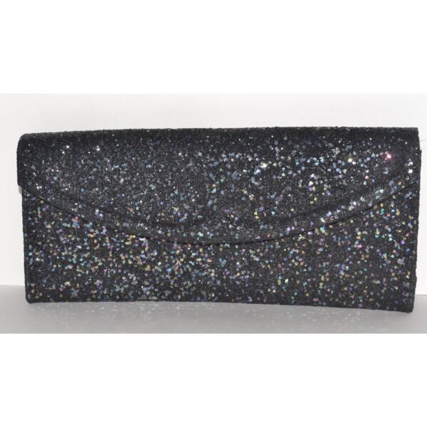 Sparkling Black Glitter Clutch Purse By Lennox