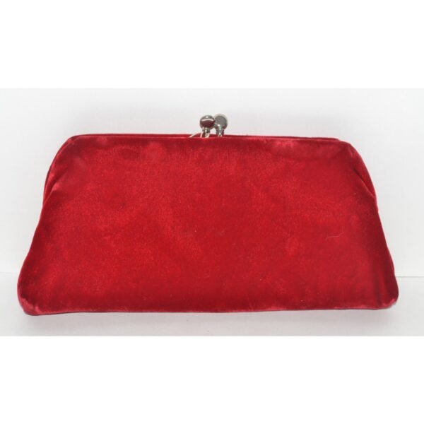 Red Plush Velvet Clutch Purse By Garay